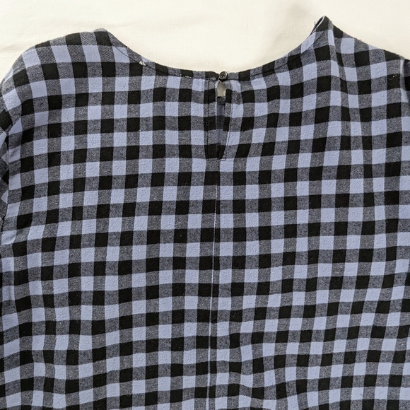 BeachLunchLounge Blue Black Checker Roberta Bell Sleeve Gingham Check Top - Picture 3 of 9